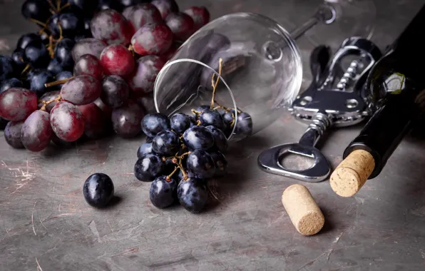 Background, wine, glass, bottle, grapes, THE OPENER