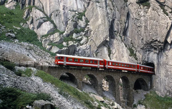 Mountains, Switzerland, Railroad