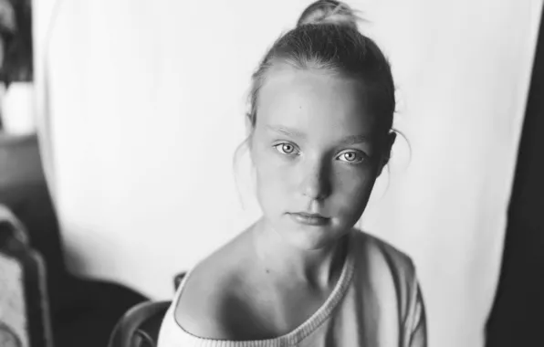 Picture portrait, girl, monochrome