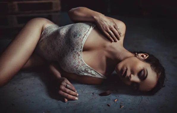 Chest, girl, pose, model, body, hands, makeup, figure