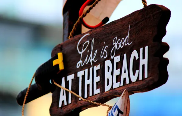 Beach, sign, macro