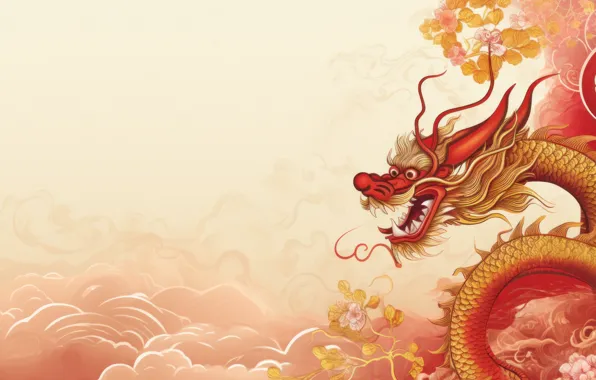 Face, style, background, dragon, New year, symbol, ornament, symbols