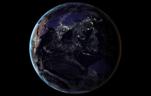 Lights, planet, Earth, Asia, The Indian ocean