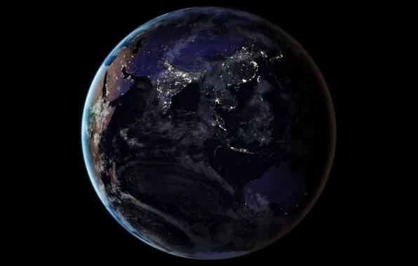Lights, earth, Asia, planet, The Indian ocean