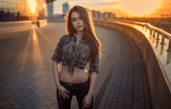 Sunset, the city, jeans, shirt, Sasha, Alexander, Dmitrij Butvilovski