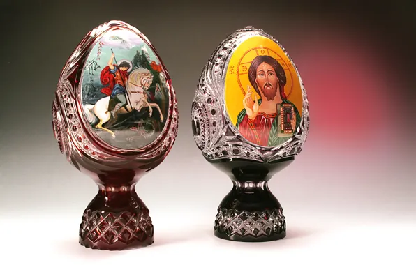 Glass, picture, crystal, painting, decor, Gus ' -Khrustal'nyy, George Pobedonosets, Easter egg