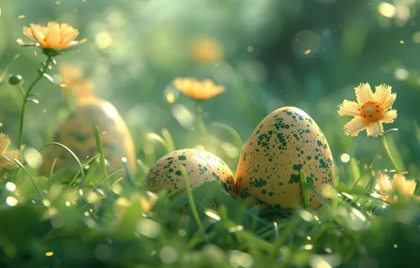 Flowers, holiday, eggs, spring, Easter, painted, eggs, Easter