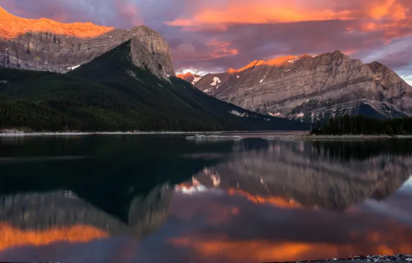 Picture forest, the sky, clouds, light, landscape, sunset, mountains, nature