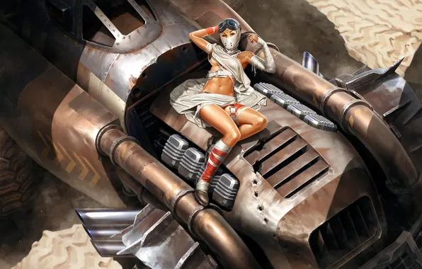 Machine, look, girl, pattern, technique, glasses, Mask, Crossout