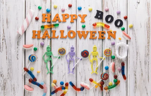Holiday, the inscription, spider, skeleton, Halloween, marmalade