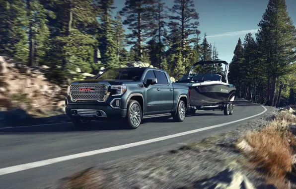 Mountains, transport, car, the trailer, GMC SIERRA Denali