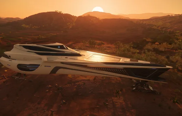 Surface, landscape, spaceship, Star Citizen