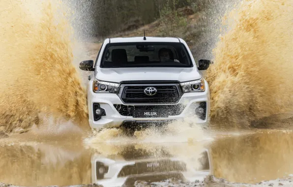 Picture white, water, squirt, reflection, Toyota, pickup, Hilux, Special Edition