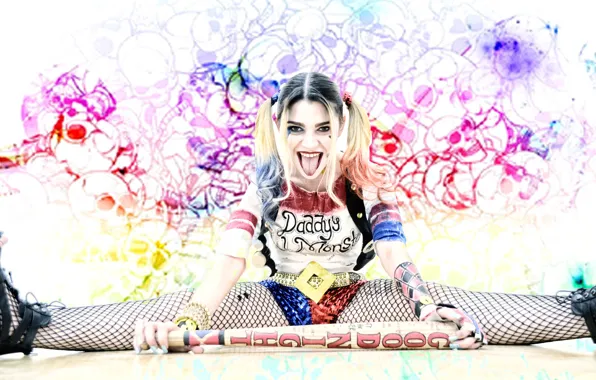 Language, girl, face, style, baseball bat, paint