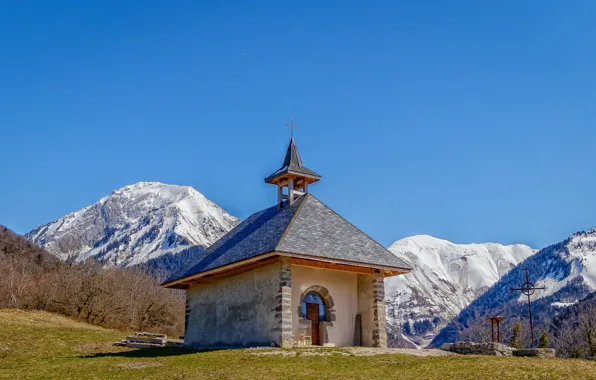 Picture mountains, France, chapel, Savoie, Jarsy