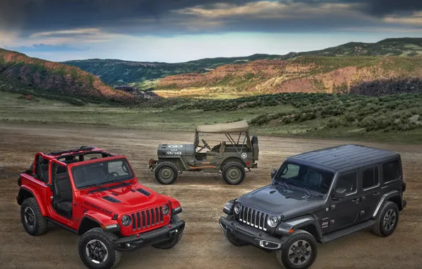 2018, 1944, Jeep, Willys, Wrangler Rubicon, Wrangler Sahara
