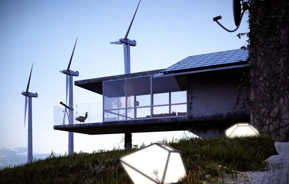 Wallpaper home, lights, windmills, living simply, view 02