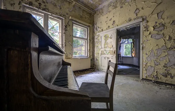 Background, window, chair, piano