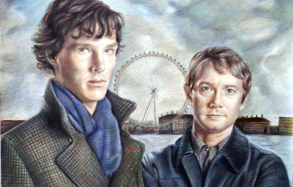 Art, the series, Martin Freeman, Benedict Cumberbatch, Sherlock, bbc, John Watson, Sherlock Holmes