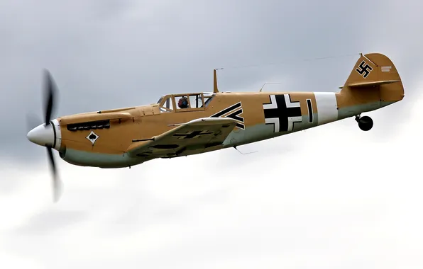 The sky, fighter, German, piston, single-engine, Messerschmitt, WW2, Bf-109F