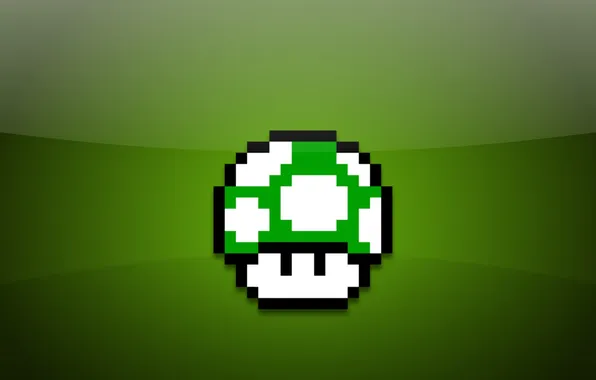 Green, mushroom, 8bit, pixel, mushroom, super Mario, 1UP, super mario bros