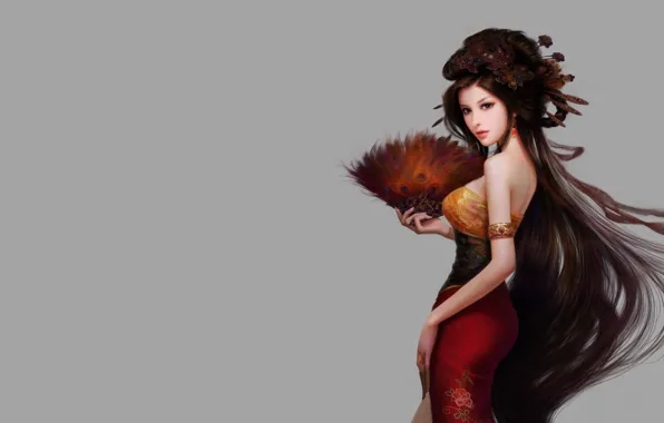 Picture girl, fan, art