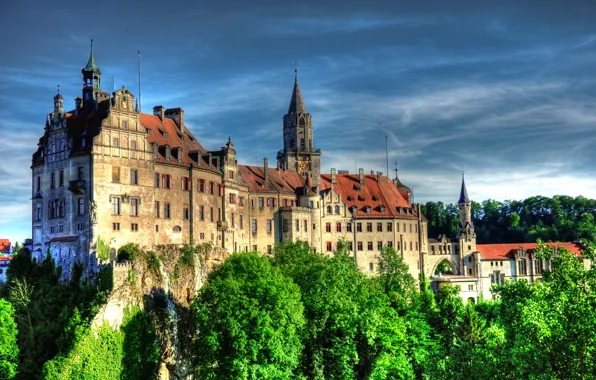 The sky, castle, HDR, Germany, Sky, Germany, Castles, Sigmaringen