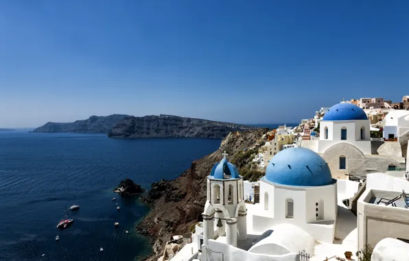Sea, the city, coast, Greece, Santorini
