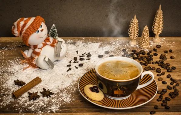 Picture new year, coffee, Christmas, Cup, snowman