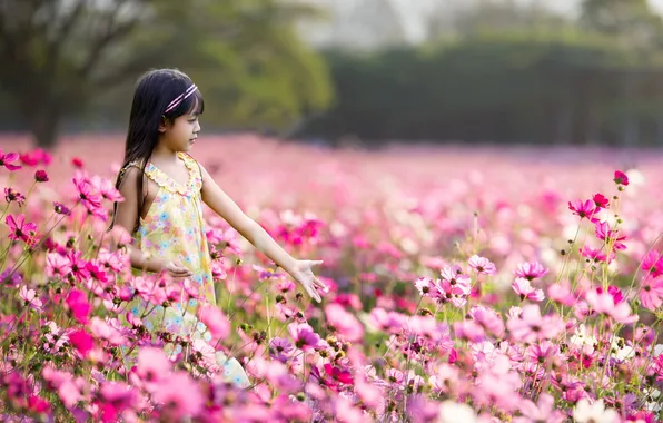 Summer, flowers, mood, girl