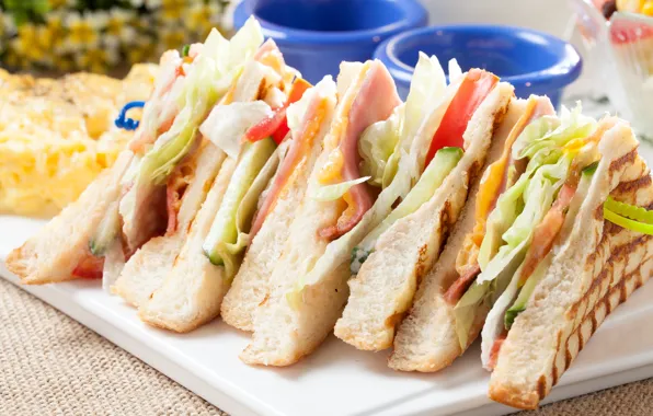 Bread, vegetables, filling, sandwiches