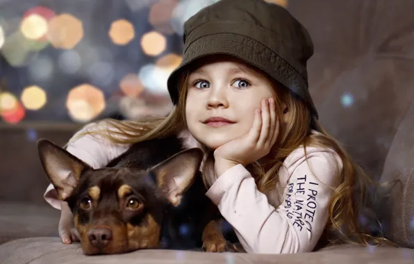 Picture each, child, dog, bokeh