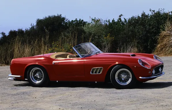 Picture red, background, Ferrari, 1960, CA, Ferrari, classic, the bushes