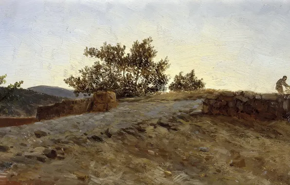Landscape, Sunset, picture, Carlos de Haes, Aragon