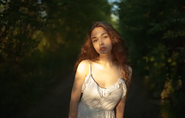 Picture girl, light, portrait, white dress