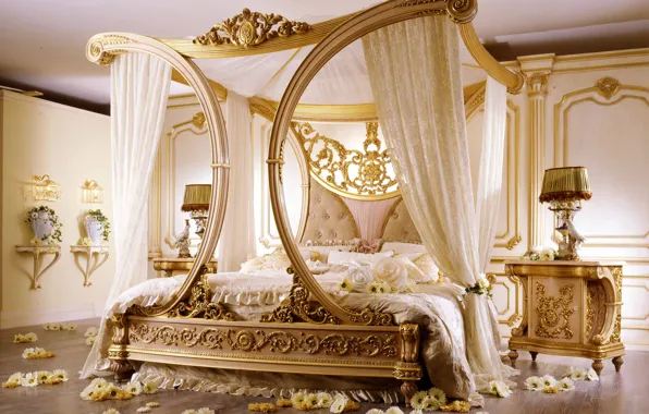 Picture flowers, room, bed, bedroom