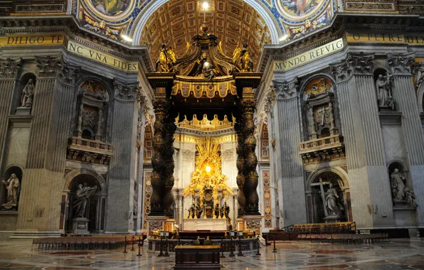 Picture Rome, Italy, St. Peter's Cathedral, the main altar