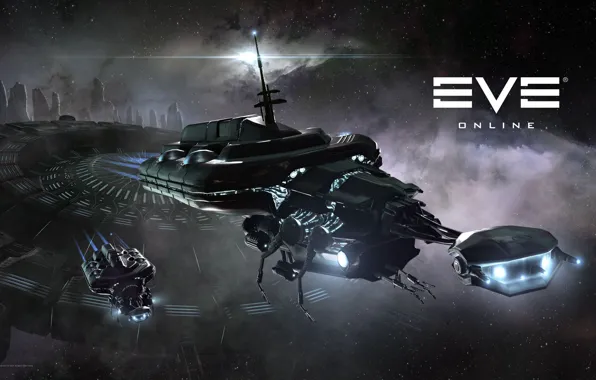 Nebula, planet, station, Space, space, ruins, spaceship, eve online