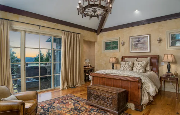 Bed, picture, window, bed, bedroom