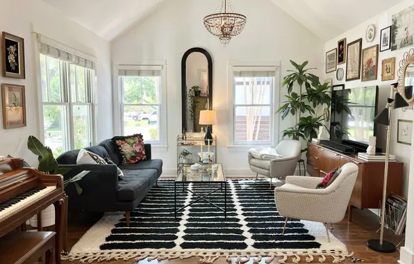 Design, style, room, interior, plants, pictures, living room, upholstered furniture