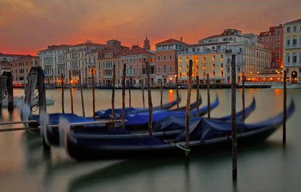 Lights, Italy, Venice, gondola