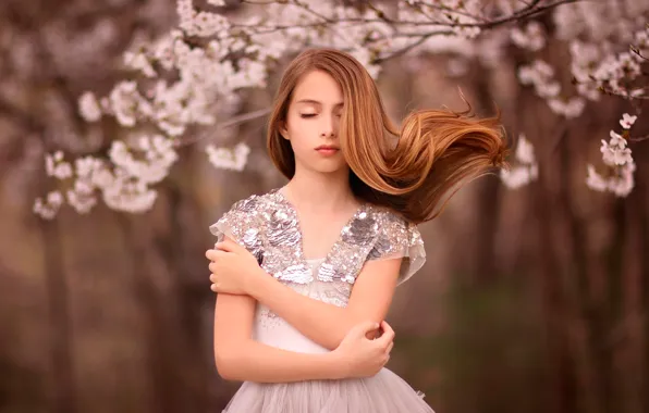 Background, spring, dress, girl