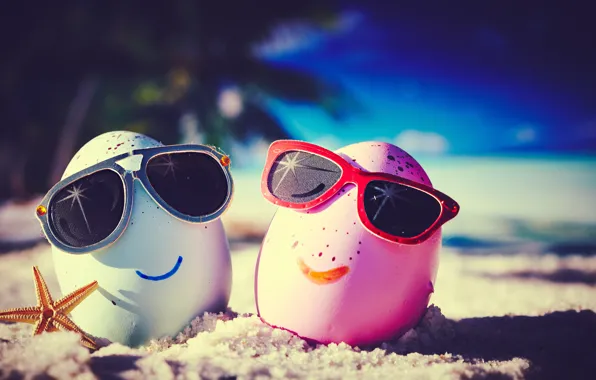 Summer, happy, beach, eggs, funny, glasses, cute, tropical