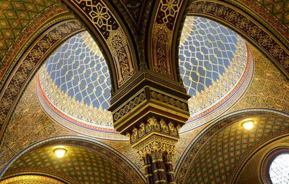 Prague, Czech Republic, arch, architecture, column, Spanish synagogue