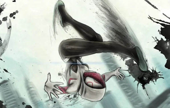 Flight, art, hood, Marvel Comics, Gwen Stacy, Spider Gwen