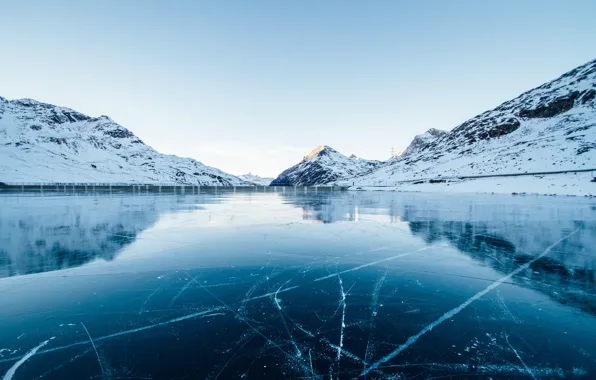 Picture ice, winter, forest, lake, Switzerland, Switzerland, frozen water