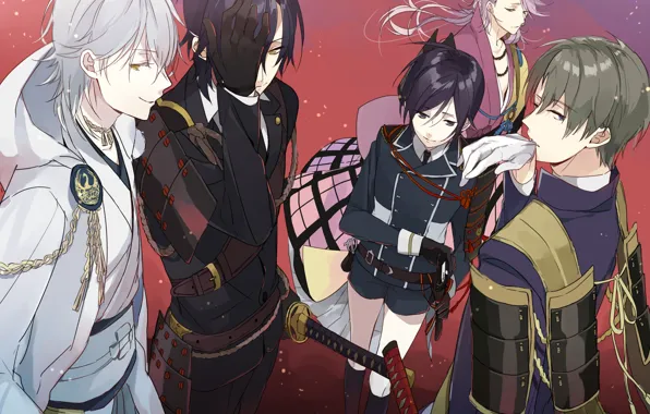 Sword, anime, art, guys, characters, Touken ranbu, Dance Of Swords