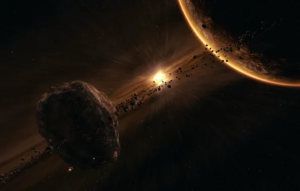 The sky, light, the universe, planet, asteroid
