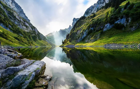 Picture water, mountains, river, moss