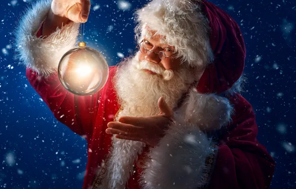 Picture winter, light, snow, ball, Santa Claus, Santa Claus